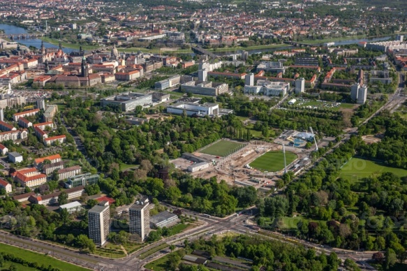 Bau des Dynamo Stadions in Dresden im Bundesland Sachsen