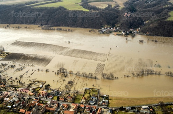 Elbehochwasser bei Dresden im Bundesland Sachsen