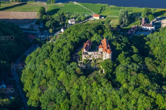Schloss Scharfenberg an der Elbe im Bundesland Sachsen.