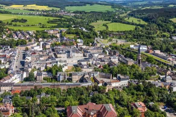 Die Stadt Oelsnitz Vogtland im Bundesland Sachsen.