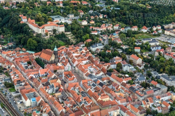Die historische Altstadt von Pirna im Bundesland Sachsen, mit Blick auf den Sonnenstein.