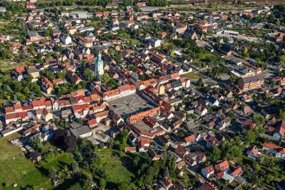 Stadtzentrum von Ruhland aus nördlicher Richtung im Bundesland Sachsen