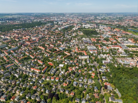 Blick über Dresden im Bundesland Sachsen