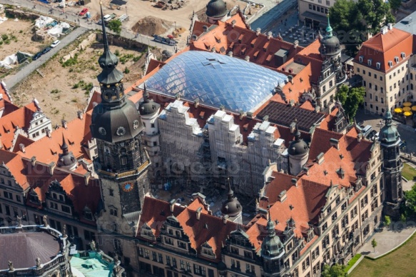 Bauarbeiten am Residenzschloss in Dresden im Bundesland Sachsen