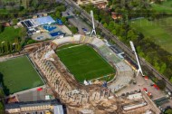 Bau des Stadions am Großen Garten in Dresden im Bundesland Sachsen